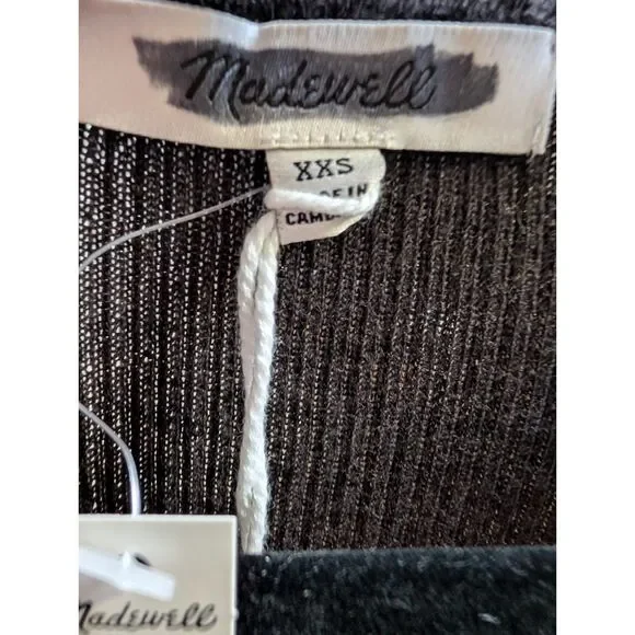 Madewell Merino Silk V-Neck Cardigan Brown Slim Fit Knit XXS NY442 Quiet Luxury - Picture 9 of 11